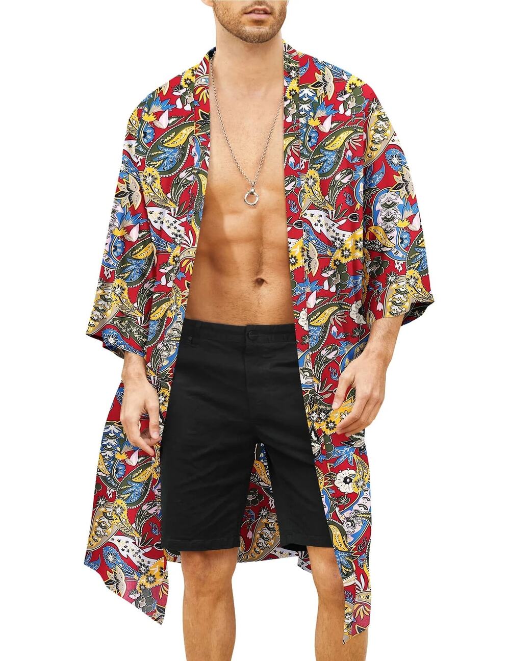 New ~ COOFANDY ~ Lightweight Open Front Long Kimono Robe Size M